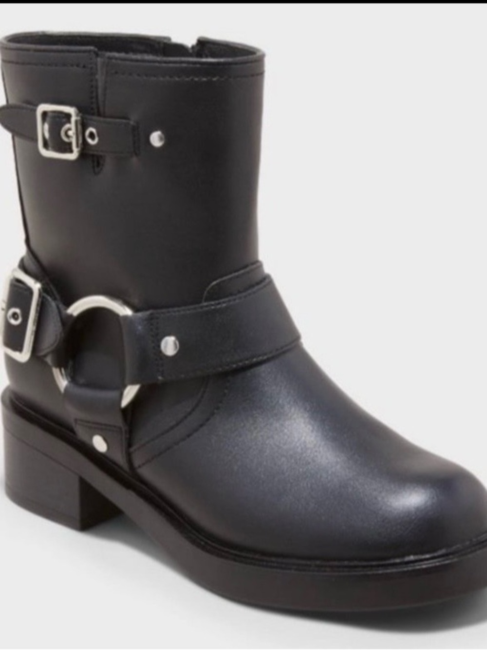Universal Thread Black Moto Buckle Ankle Boots